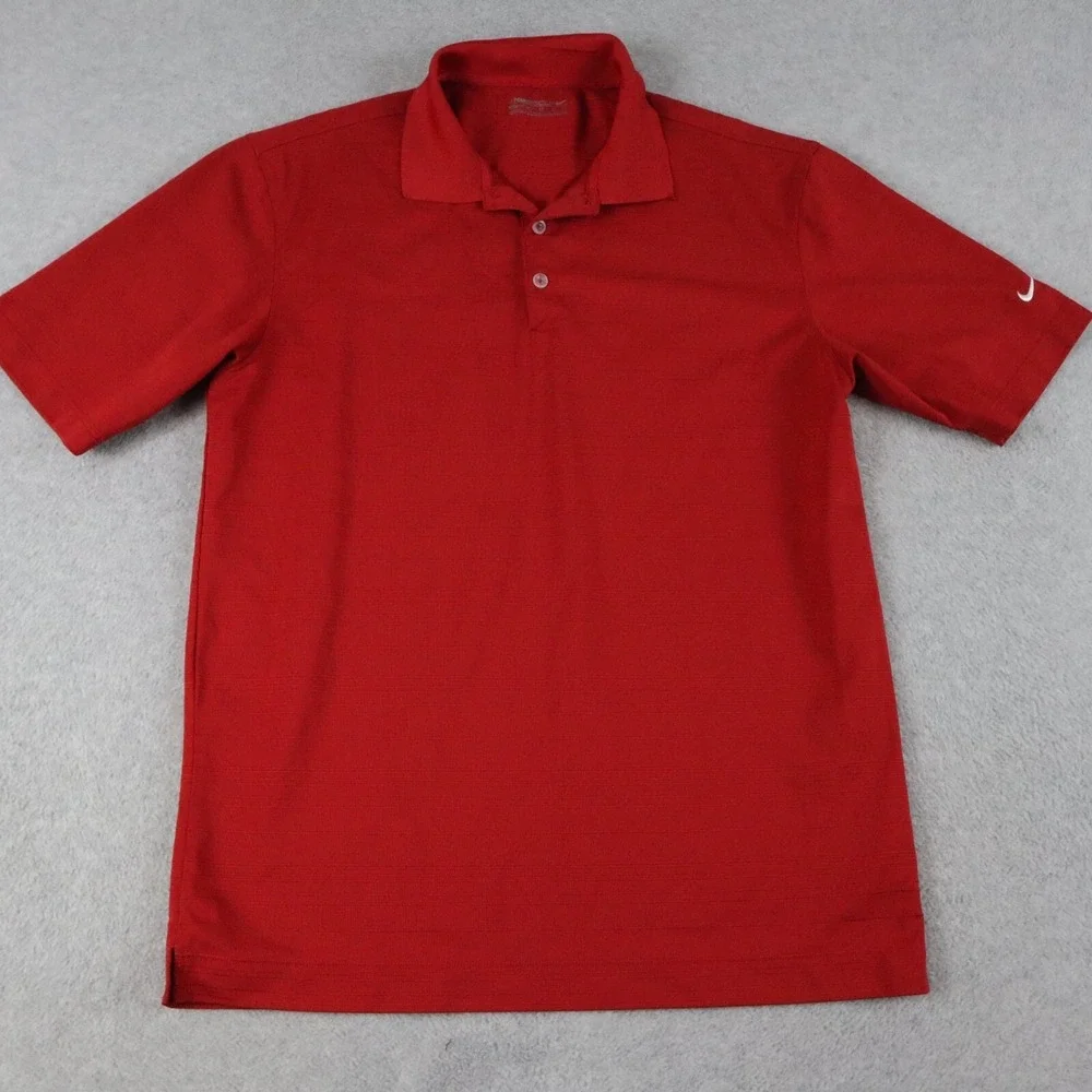 Nike Golf Polo Shirt Mens Medium Fit Dry Performance Golf Red Short‎ Sleeve